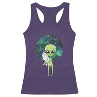 Cute Alien Hugs Cat Racerback Tank Top