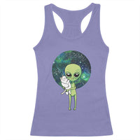 Cute Alien Hugs Cat Racerback Tank Top