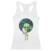 Cute Alien Hugs Cat Racerback Tank Top