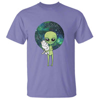 Cute Alien Hugs Cat T Shirt