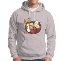 Cat With Ramen Hoodie Cute Cats Eat Ramen Japanese Noodle - Wonder Print Shop