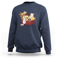 Cat With Ramen Sweatshirt Cute Cats Eat Ramen Japanese Noodle - Wonder Print Shop