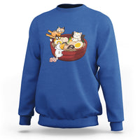 Cat With Ramen Sweatshirt Cute Cats Eat Ramen Japanese Noodle - Wonder Print Shop