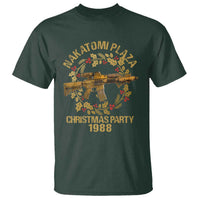 Nakatomi Plaza Christmas Party T Shirt American Patriotic Gold Holly Wreath Machine Gun - Wonder Print Shop