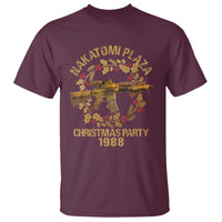 Nakatomi Plaza Christmas Party T Shirt American Patriotic Gold Holly Wreath Machine Gun - Wonder Print Shop