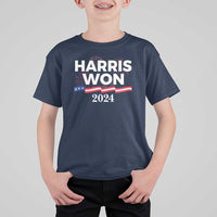 Harris Won 2024 T Shirt For Kid US President American Firework Patriotic - Wonder Print Shop