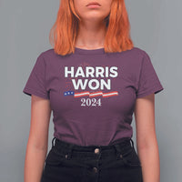 Harris Won 2024 T Shirt For Women US President American Firework Patriotic - Wonder Print Shop
