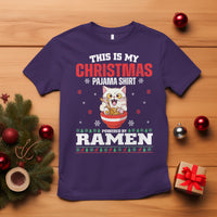 Kawaii Cat Powered By Ramen Christmas Japanese Noodle T Shirt - Wonder Print Shop