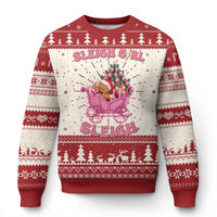 Groovy Gingerbread Sleigh Girl Sleigh Pink Xmas Ugly Christmas Sweater - Wonder Print Shop