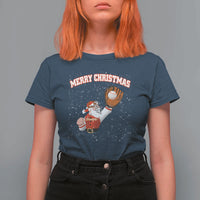 Christmas Baseball T Shirt For Women Funny Santa Playing Baseball Merry Christmas - Wonder Print Shop