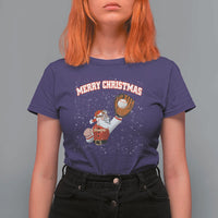Christmas Baseball T Shirt For Women Funny Santa Playing Baseball Merry Christmas - Wonder Print Shop