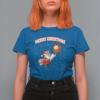 Christmas Baseball T Shirt For Women Funny Santa Playing Baseball Merry Christmas - Wonder Print Shop