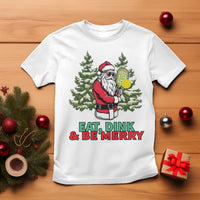 Christmas Sport T Shirt Eat Dink Be Merry Santa Claus Pickleball - Wonder Print Shop