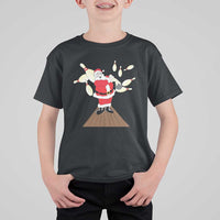 Christmas Bowling T Shirt For Kid Funny Santa Playing Bowling Merry Christmas - Wonder Print Shop