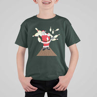 Christmas Bowling T Shirt For Kid Funny Santa Playing Bowling Merry Christmas - Wonder Print Shop
