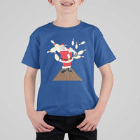 Christmas Bowling T Shirt For Kid Funny Santa Playing Bowling Merry Christmas - Wonder Print Shop
