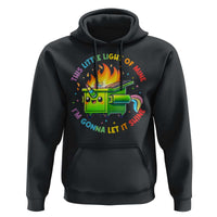 Funny Xmas Dumpster Fire Hoodie This Little Light Of Mine Unicorn Rainbow