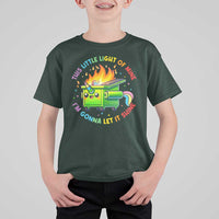 Funny Xmas Dumpster Fire T Shirt For Kid This Little Light Of Mine Unicorn Rainbow - Wonder Print Shop