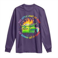 Funny Xmas Dumpster Fire Long Sleeve Shirt This Little Light Of Mine Unicorn Rainbow