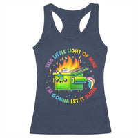 Funny Xmas Dumpster Fire Racerback Tank Top This Little Light Of Mine Unicorn Rainbow