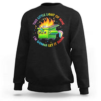 Funny Xmas Dumpster Fire Sweatshirt This Little Light Of Mine Unicorn Rainbow - Wonder Print Shop