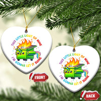 Funny Xmas Dumpster Fire Christmas Ornament This Little Light Of Mine Unicorn Rainbow - Wonder Print Shop