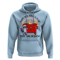 Funny Xmas Dumpster Fire Hoodie Hope You Have The Year You Deserve Santa Raccoon