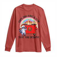 Funny Xmas Dumpster Fire Long Sleeve Shirt Hope You Have The Year You Deserve Santa Raccoon