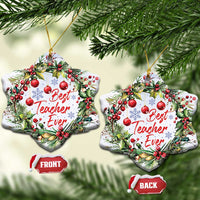 Xmas Best Teacher Ever Christmas Ornament - Wonder Print Shop