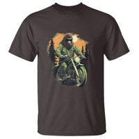 Bigfoot Biker Funny Sasquatch Riding A Motorcycle Vintage T Shirt - Wonder Print Shop