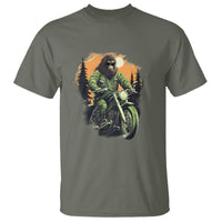 Bigfoot Biker Funny Sasquatch Riding A Motorcycle Vintage T Shirt - Wonder Print Shop