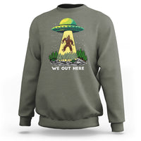 Funny Bigfoot And UFO We Out Here Sasquatch Sweatshirt - Wonder Print Shop