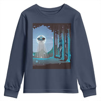 Bigfoot Hiding From Alien UFO Funny Sasquatch Youth Sweatshirt