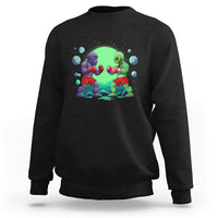 Bigfoot VS Alien Boxing Funny Sasquatch UFO Sweatshirt - Wonder Print Shop