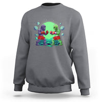 Bigfoot VS Alien Boxing Funny Sasquatch UFO Sweatshirt - Wonder Print Shop