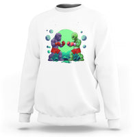 Bigfoot VS Alien Boxing Funny Sasquatch UFO Sweatshirt - Wonder Print Shop