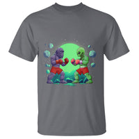 Bigfoot VS Alien Boxing Funny Sasquatch UFO T Shirt - Wonder Print Shop