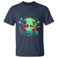 Bigfoot VS Alien Boxing Funny Sasquatch UFO T Shirt - Wonder Print Shop