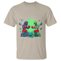 Bigfoot VS Alien Boxing Funny Sasquatch UFO T Shirt - Wonder Print Shop