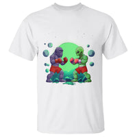 Bigfoot VS Alien Boxing Funny Sasquatch UFO T Shirt - Wonder Print Shop