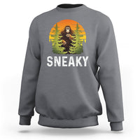 Bigfoot Sneaky Sweatshirt Funny Sasquatch Hiding Retro Forest - Wonder Print Shop