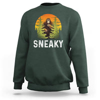 Bigfoot Sneaky Sweatshirt Funny Sasquatch Hiding Retro Forest - Wonder Print Shop