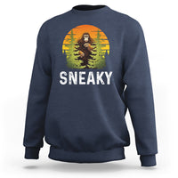 Bigfoot Sneaky Sweatshirt Funny Sasquatch Hiding Retro Forest - Wonder Print Shop