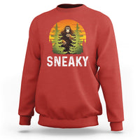 Bigfoot Sneaky Sweatshirt Funny Sasquatch Hiding Retro Forest - Wonder Print Shop