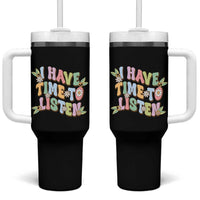 Suicide Prevention Tumbler With Handle I Have Time To Listen Mental Health Retro Groovy