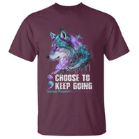 Choose To Keep Going T Shirt Wolf Semicolon Suicide Prevention - Wonder Print Shop