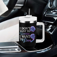 Suicide Prevention Tumbler With Handle I Don't Want To Survive I Want To Live
