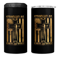 Christian Patriotic 4 in 1 Can Cooler Tumbler Stand For The Flag Kneel For The Cross American Christ Cross
