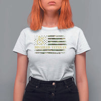 Disabled Veteran T Shirt For Women Camouflage American Flag Patriotic Veterans Day - Wonder Print Shop