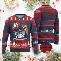 Funny Xmas Lunch Ladies Ugly Christmas Sweater Be Nice To The Lunch Lady Santa Is Watching - Wonder Print Shop